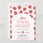 Deux douce fraise fille 2e invitation anniversaire (Devant)