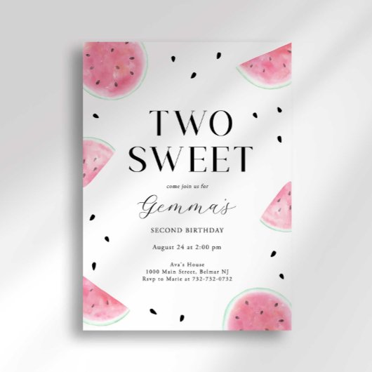 Deux douce pastèque Invitation de deuxième anniver