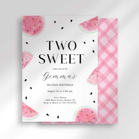 Deux douce pastèque Invitation de deuxième anniver