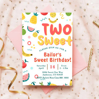 Deux douces | Fruit Party Anniversaire Invitation