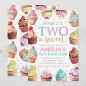 Deux Douces Invitation, Invitation Cupcake (Devant / Derrière)