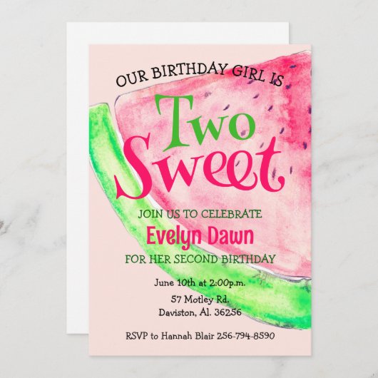 Deux Douces Invitations d'Anniversaire (Devant / Derrière)
