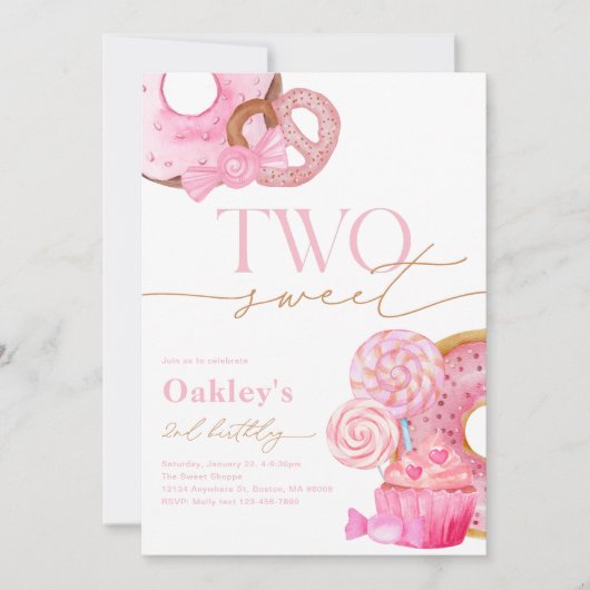 Deux doux 2e anniversaire Invitation (Devant)