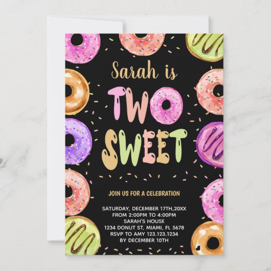 Deux doux beignets noirs Invitations d'anniversair (Devant)