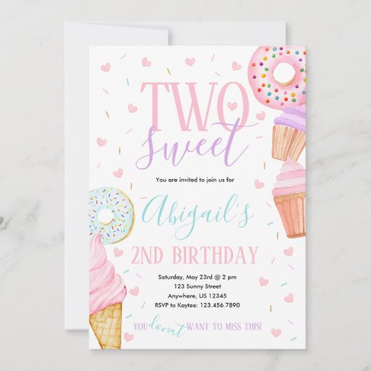 Deux doux Invitation d'anniversaire (Devant)