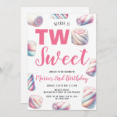 Deux doux Marshmallow rose 2e Invitation anniversa (Devant / Derrière)