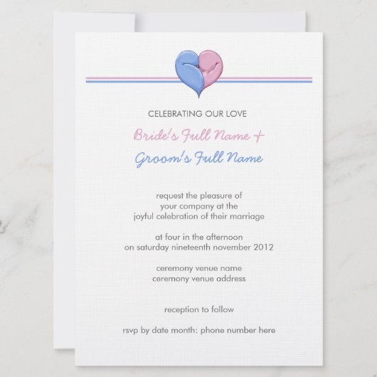 Deux Doves Un Coeur 2 Faire-part de mariage (Devant)