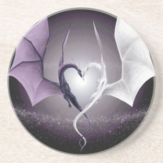 Deux dragons avec un dessous de verre de coeur (Devant)