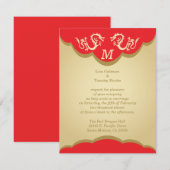 Deux dragons Monogramme Faire-part de mariage asia (Devant / Derrière)