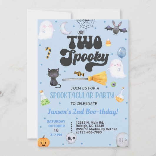 Deux Éffrayant garçon d'Halloween invitation de 2è (Devant)