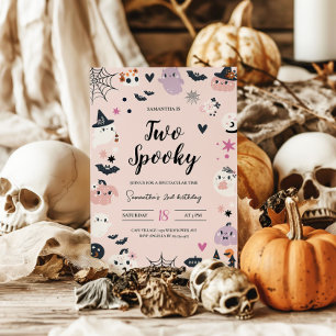 Deux Éffrayants Halloween rose Invitation Annivers
