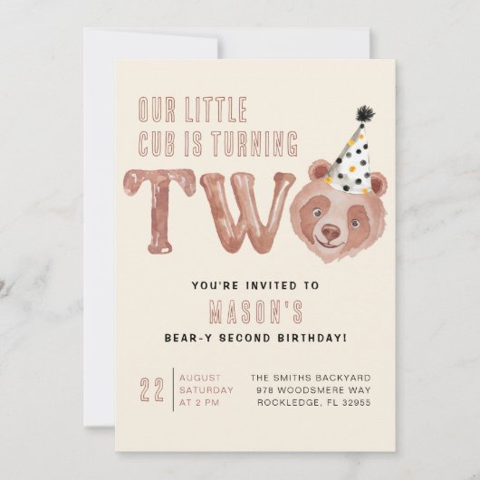 Deux et deux fois plus mignon Invitation du 2e ann (Devant)