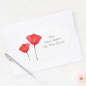 Deux Étiquettes de Poppies d'aquarelle rouge (Enveloppe)