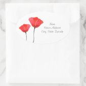 Deux Étiquettes de Poppies d'aquarelle rouge (Sac)