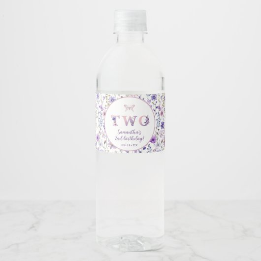 Deux Étiquettes Wild 2e Birthday Water Bottle (Devant)