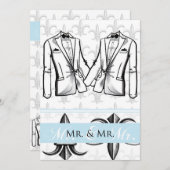 Deux Faire-part de mariage Gay Tuxedo Groom (Devant / Derrière)