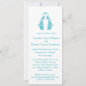Deux faire-part de mariage turquoises Paons (Dos)