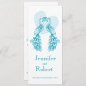 Deux faire-part de mariage turquoises Paons (Devant / Derrière)