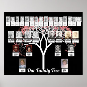 Deux Familles Arbre Fractale Noir Photo Nom Poster