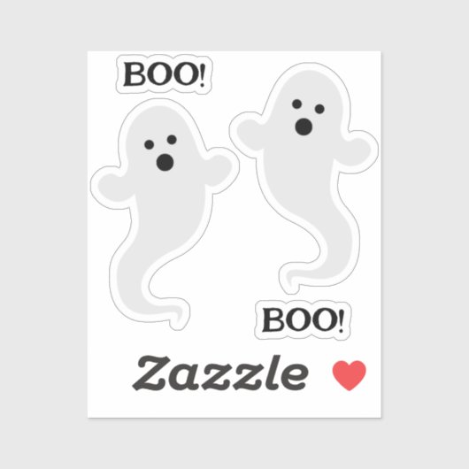 Deux Fantômes avec BOO ! Stickers personnalisés en (Feuille)