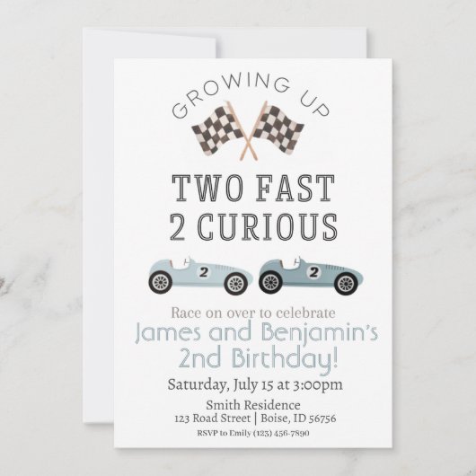Deux Fast 2 Curieux Invitation Anniversaire (Devant)