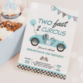 Deux Fast Blue Race Car 2e Invitation anniversaire