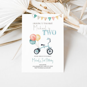 DEUX Fast Blue Tricycle Invitation Anniversaire