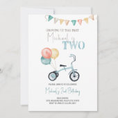 DEUX Fast Blue Tricycle Invitation Anniversaire (Devant)