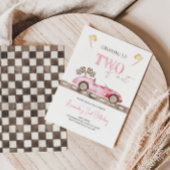 Deux Fast Pink Race Car Invitation Anniversaire