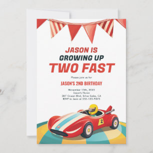 Deux Fast Race Car 2e Invitation Anniversaire