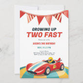 Deux Fast Race Car 2e Invitation Anniversaire (Devant)