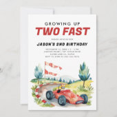Deux Fast Race Car 2e Invitation Anniversaire (Devant)
