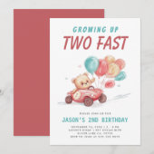 Deux Fast Race Car 2e Invitation Anniversaire (Devant / Derrière)