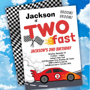 Deux Fast Race Car 2e Invitation Anniversaire