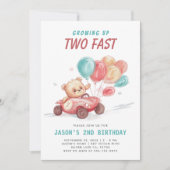 Deux Fast Race Car 2e Invitation Anniversaire (Devant)