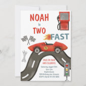 Deux Fast Race Car Boy 2e Invitation Anniversaire (Devant)
