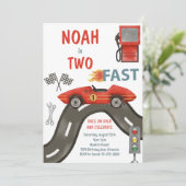 Deux Fast Race Car Boy 2e Invitation Anniversaire (Debout devant)