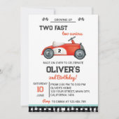 Deux Fast Race Car Boy 2e Invitation Anniversaire (Devant)