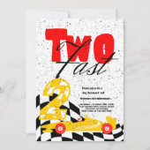 Deux Fast Race Car Boy 2e Invitation de fête d'ann (Devant)