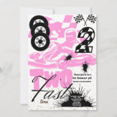 Deux Fast Race Car Boy 2e Invitation de fête d'ann (Devant)