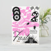 Deux Fast Race Car Boy 2e Invitation de fête d'ann (Debout devant)