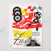 Deux Fast Race Car Boy 2e Invitation de fête d'ann (Devant)