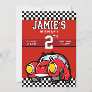 Deux Fast Race Car Boy 2e Invitation de fête d'ann