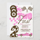 Deux Fast Race Car Boy 2e Invitation de fête d'ann (Devant)