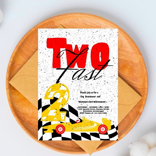 Deux Fast Race Car Boy 2e Invitation de fête d'ann
