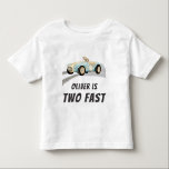 Deux Fast Race Car Boy 2nd Birthday Party T-Shirt<br><div class="desc">Notre T-shirt Two Fast Race Car Boy 2nd Birthday Party est la façon parfaite de donner le ton à votre petit jour. Le thème vintage de la course automobile ravira tous les enfants amateurs de voiture, et les couleurs bleu et beige doux sont parfaites pour une petite fête de garçon....</div>