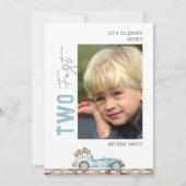 Deux Fast Race Car Photo Anniversaire Invitation (Devant)