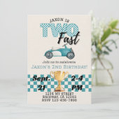 Deux Fast Racecar Thème Anniversaire Invitation (Debout devant)