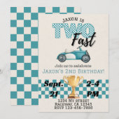 Deux Fast Racecar Thème Anniversaire Invitation (Devant / Derrière)