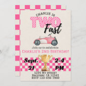 Deux Fast, Racecar Thème Anniversaire Invitation P (Devant / Derrière)